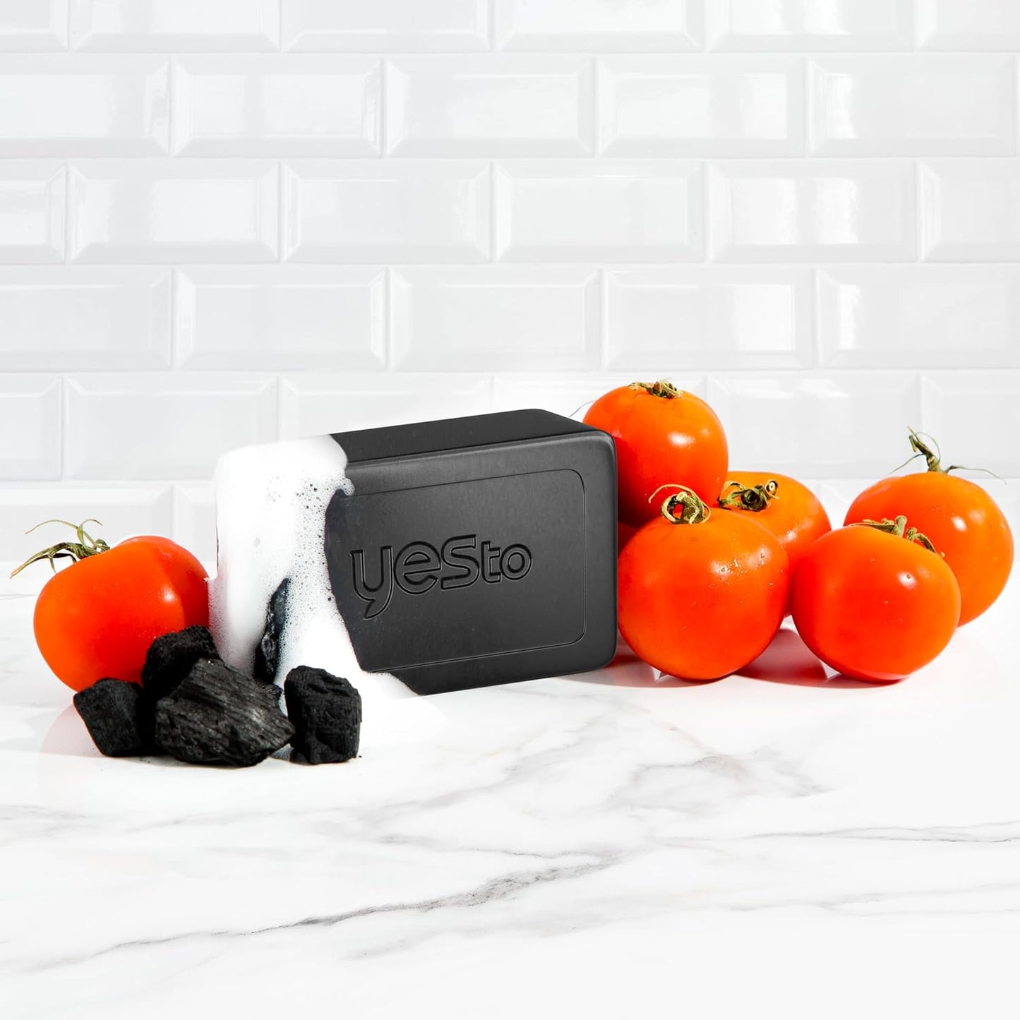 Tomatoes Bar Soap Activated Charcoal with Tomato Extracts and Sunflower Seed Oil Face, Body Soap for Men, Women and Teens No Paraben, 7 Ounce Bar